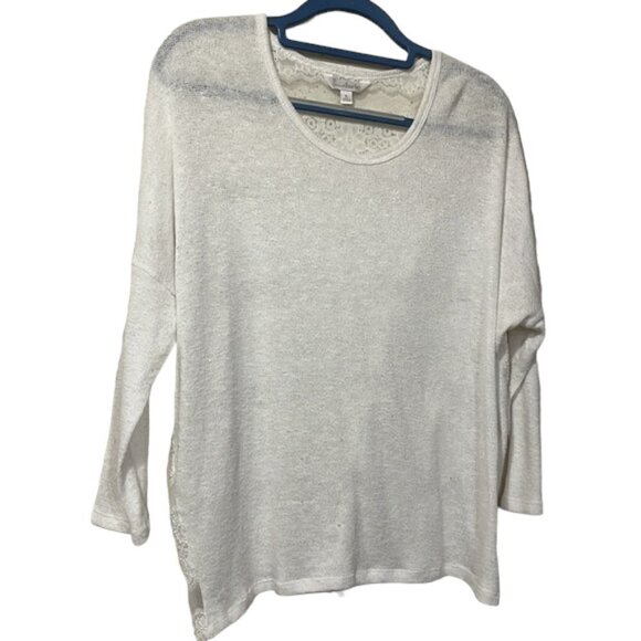 Charming Charlie White Dolman Sleeve Lacey Knit Top - Picture 4 of 9